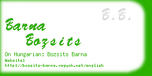 barna bozsits business card